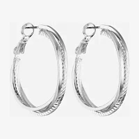 Liz Claiborne® Silver-Tone, Twisted Hoop Earrings