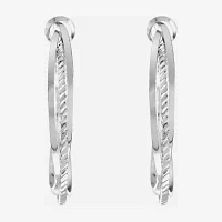 Liz Claiborne® Silver-Tone, Twisted Hoop Earrings