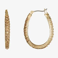 Monet® Gold-Tone Crystal Oval Hoop Earrings