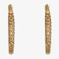 Monet® Gold-Tone Crystal Oval Hoop Earrings