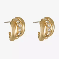 Monet Jewelry Gold Tone Huggie Glass Hoop Earrings