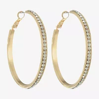 Monet Jewelry Gold Tone Crystal Hoop Earrings