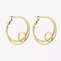 Monet Jewelry Gold Tone Twist Womens 40mm Hypoallergenic Hoop Earrings