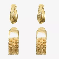 Monet Jewelry Gold Tone Clip On Huggie 2 Pair Earring Set