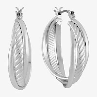 Liz Claiborne® Silver-Tone Textured Hoop Earrings