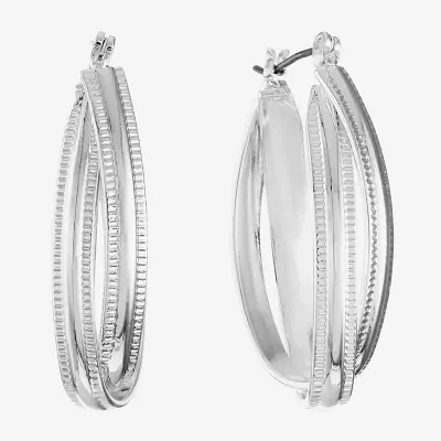 Liz Claiborne Textured Twisted Womens 38.1mm Hypoallergenic Hoop Earrings