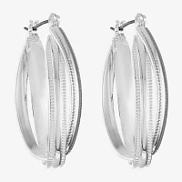 Liz Claiborne Textured Twisted Womens 38.1mm Hypoallergenic Hoop Earrings