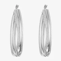 Liz Claiborne Textured Twisted Womens 38.1mm Hypoallergenic Hoop Earrings