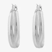 Monet® Silver-Tone Oval 2-Row Hoop Earrings