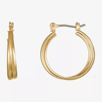 Monet® Gold-Tone 2-Row Smooth Hoop Earrings