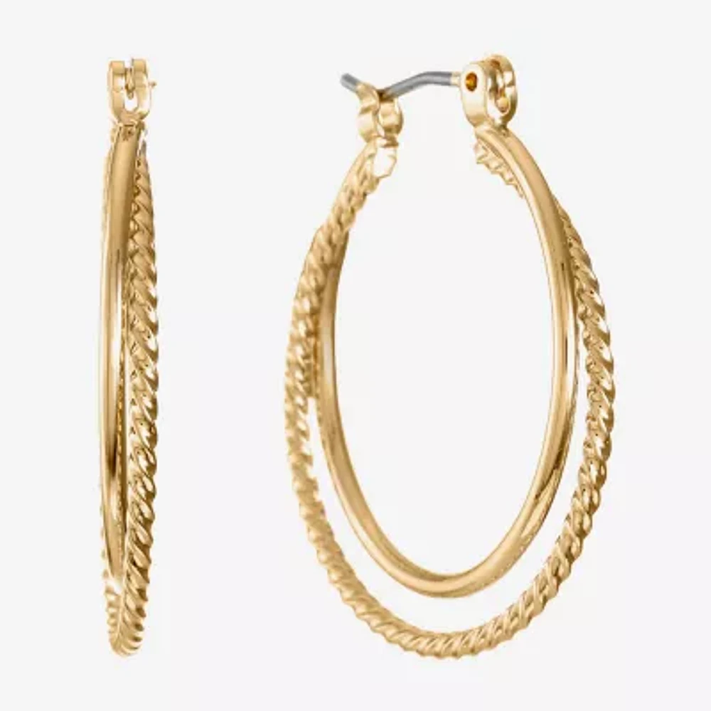 Monet® Gold-Tone 2-Row Hoop Earrings