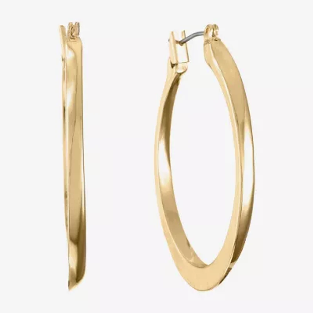 Monet® Gold-Tone Oval Edged Hoop Earrings