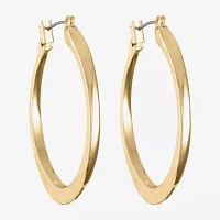 Monet® Gold-Tone Oval Edged Hoop Earrings