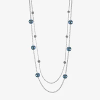 Monet® Blue Stone Silver-Tone Station Necklace