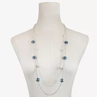 Monet® Blue Stone Silver-Tone Station Necklace