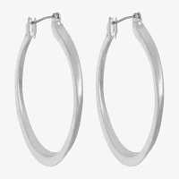 Monet Jewelry Silver Tone Oval Hoop Earrings