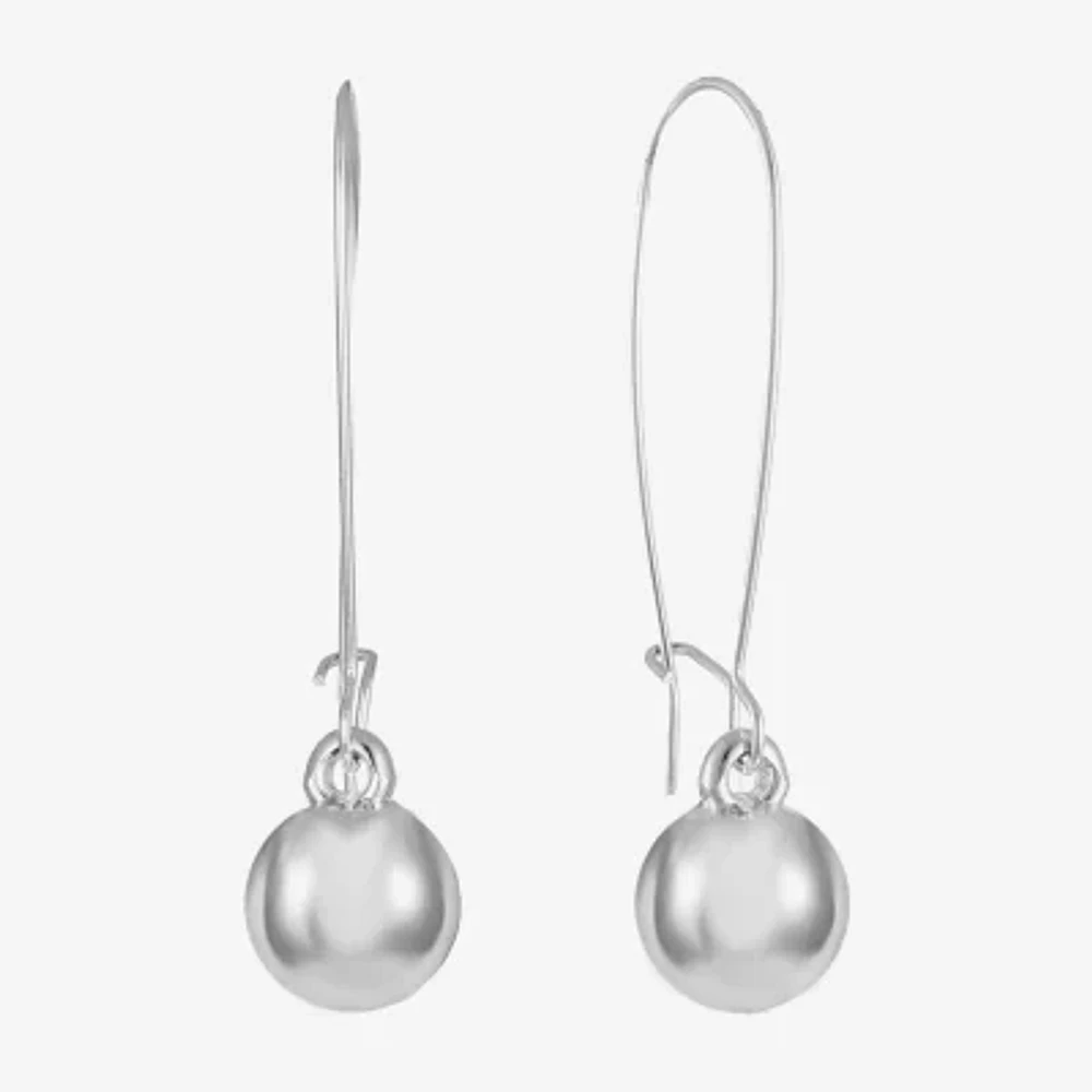 Liz Claiborne® Silver-Tone Bead Drop Earrings