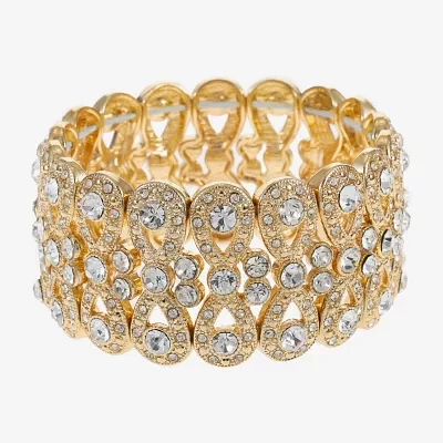 Monet Clear And Goldtone Stretch Bracelet