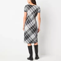 R & K Originals Womens Short Sleeve Plaid Midi Fit + Flare Dress