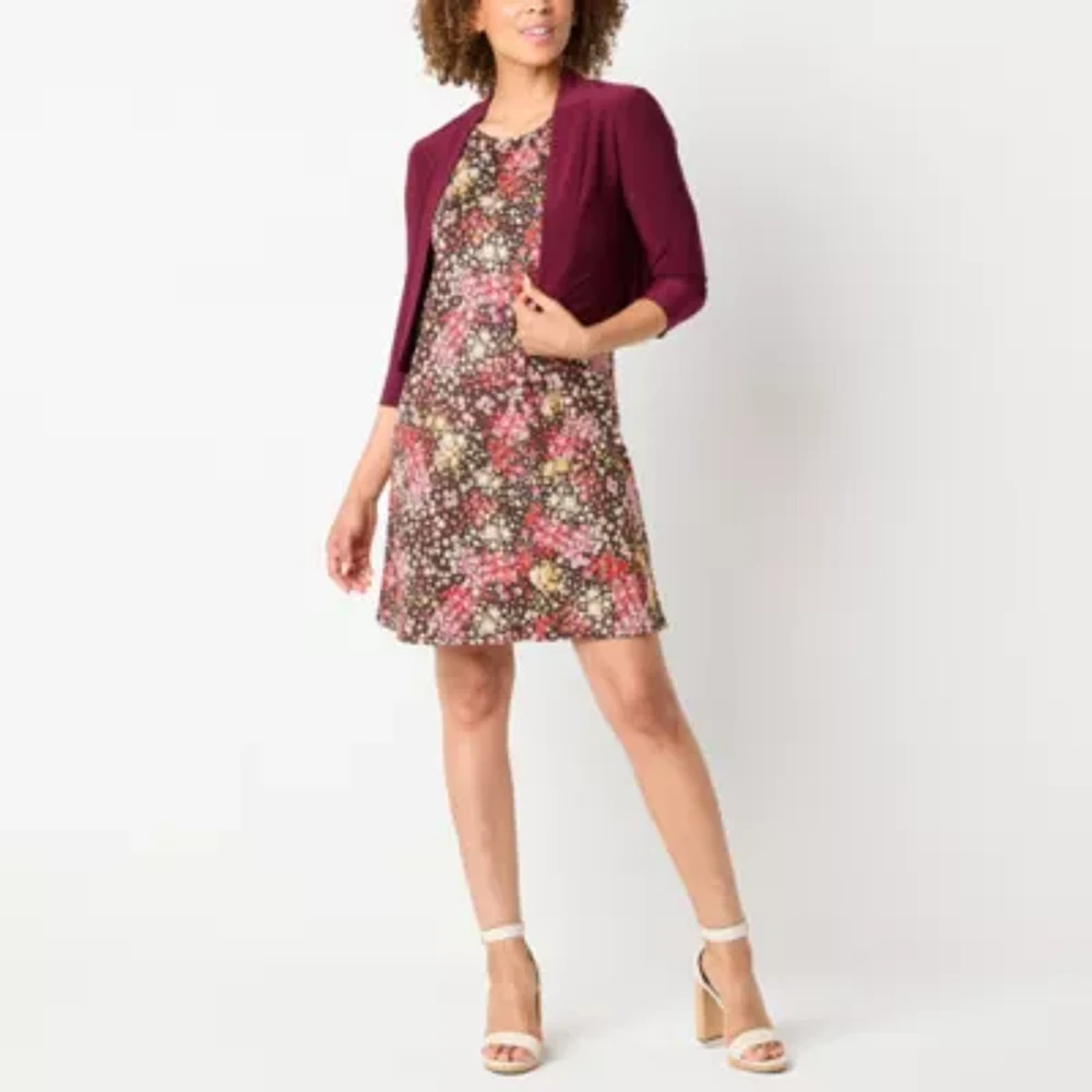 Perceptions Womens Floral Jacket Dress