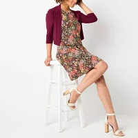 Perceptions Womens Floral Jacket Dress