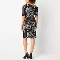 Connected Apparel Womens Short Sleeve Leaf Sheath Dress