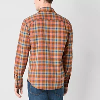 mutual weave Mens Long Sleeve Poplin Plaid Button-Down Shirt