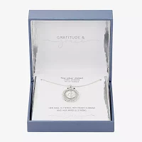 Gratitude & Grace Love Cubic Zirconia Pure Silver Over Brass 16 Inch Link Heart Pendant Necklace