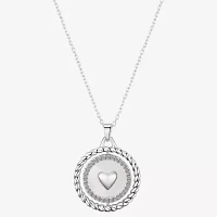 Gratitude & Grace Love Cubic Zirconia Pure Silver Over Brass 16 Inch Link Heart Pendant Necklace