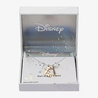 Disney Classics Charm Glass Simulated Pearl 14K Gold Over Brass 14k Rose Gold Over Brass 16 Inch Cable The Little Mermaid Pendant Necklace