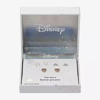 Disney Classics 3 Pair Cubic Zirconia Crown Heart Princess Earring Set