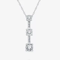 Yes, Please! Womens 1/10 CT. T.W. Lab-Grown Diamond 3-Stone Pendant Necklace Sterling Silver