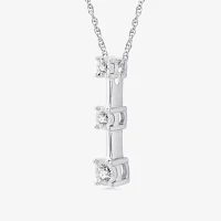 Yes, Please! Womens 1/10 CT. T.W. Lab-Grown Diamond 3-Stone Pendant Necklace Sterling Silver