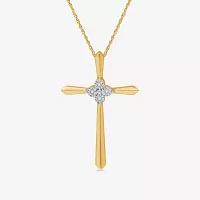 Yes, Please! Womens Diamond Accent Natural Sterling Silver Cross Pendant Necklace