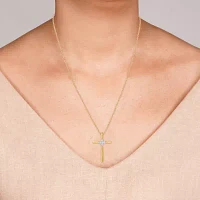 Yes, Please! Womens Diamond Accent Natural Sterling Silver Cross Pendant Necklace