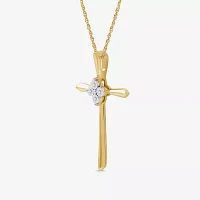 Yes, Please! Womens Diamond Accent Natural Sterling Silver Cross Pendant Necklace