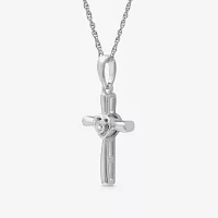 Yes, Please! Womens Diamond Accent Natural White Diamond Sterling Silver Cross Pendant Necklace