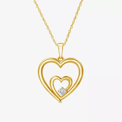 Yes, Please! Womens Diamond Accent Natural White Sterling Silver Heart Pendant Necklace