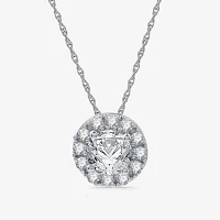 Yes, Please! Womens 2-pc. Rope Lab Created White Sapphire Sterling Silver Round Pendant Necklace Set