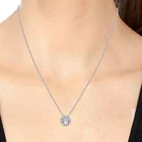 Yes, Please! Womens 2-pc. Rope Lab Created White Sapphire Sterling Silver Round Pendant Necklace Set