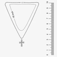 Mens Cubic Zirconia Stainless Steel Cross Pendant Necklaces