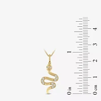 Snake Womens 1/10 CT. T.W. Lab Grown White Diamond 14K Gold Over Silver Sterling Silver Pendant Necklaces