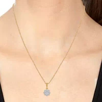 Diamond Blossom Womens 1 CT. T.W. Rope Lab Grown White Diamond 14K Gold Over Silver Flower Pendant Necklace Set