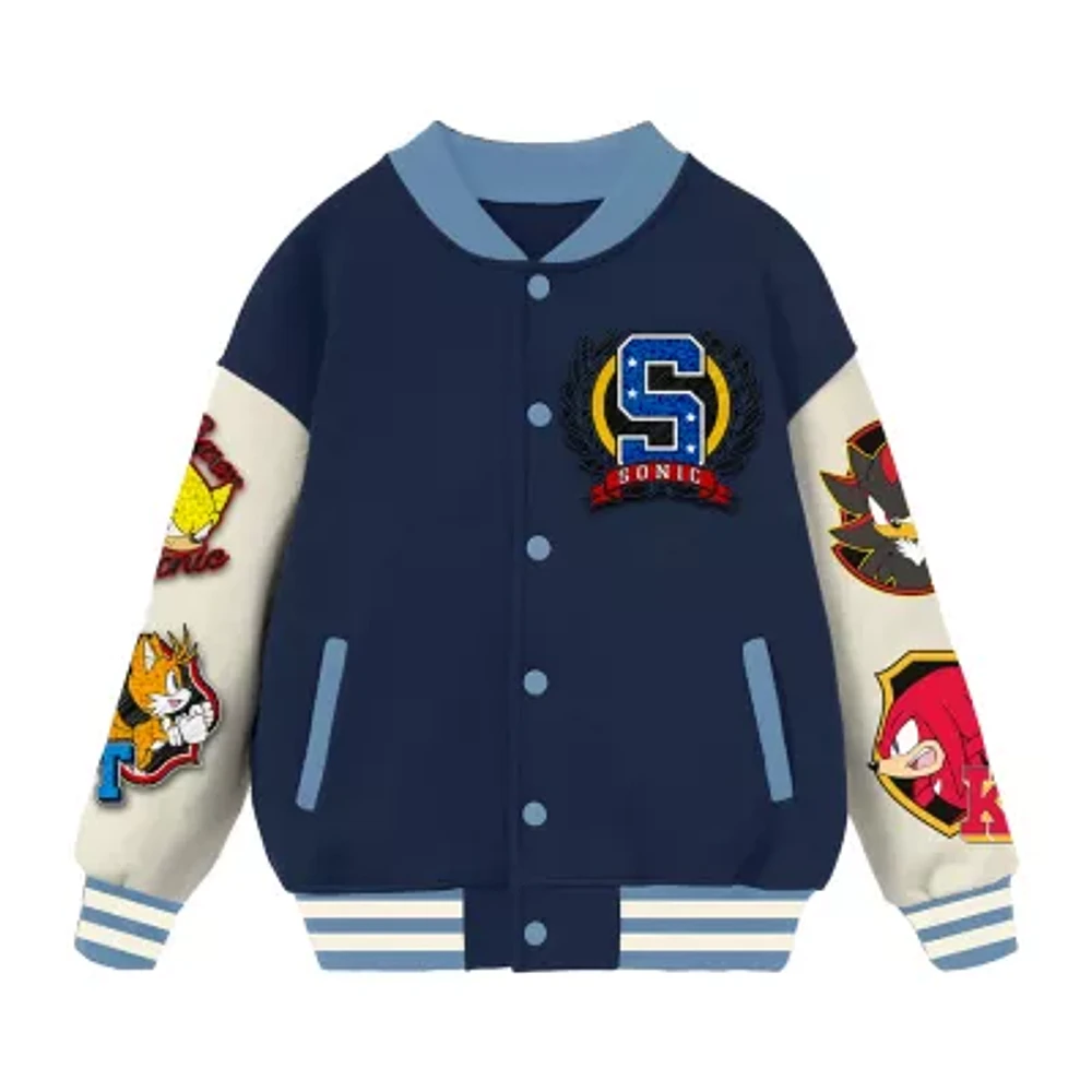 Little & Big Boys Fleece Sonic the Hedgehog Lightweight Varsity Jacket