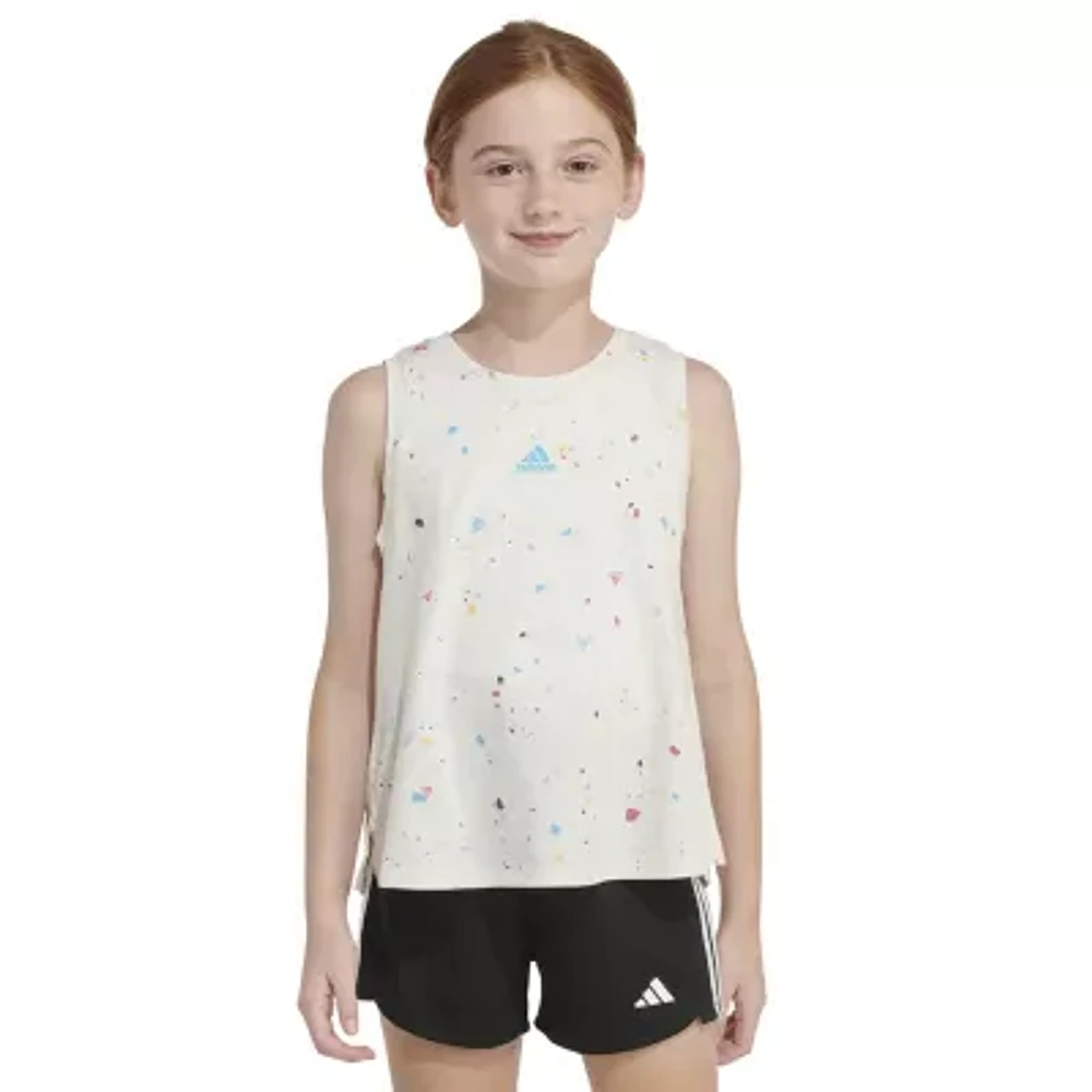 adidas Big Girls Embroidered Crew Neck Tank Top