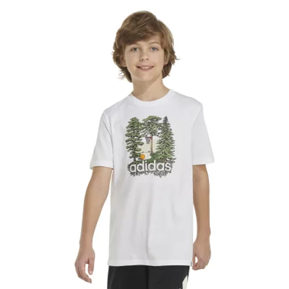 adidas Big Boys Crew Neck Short Sleeve Graphic T-Shirt