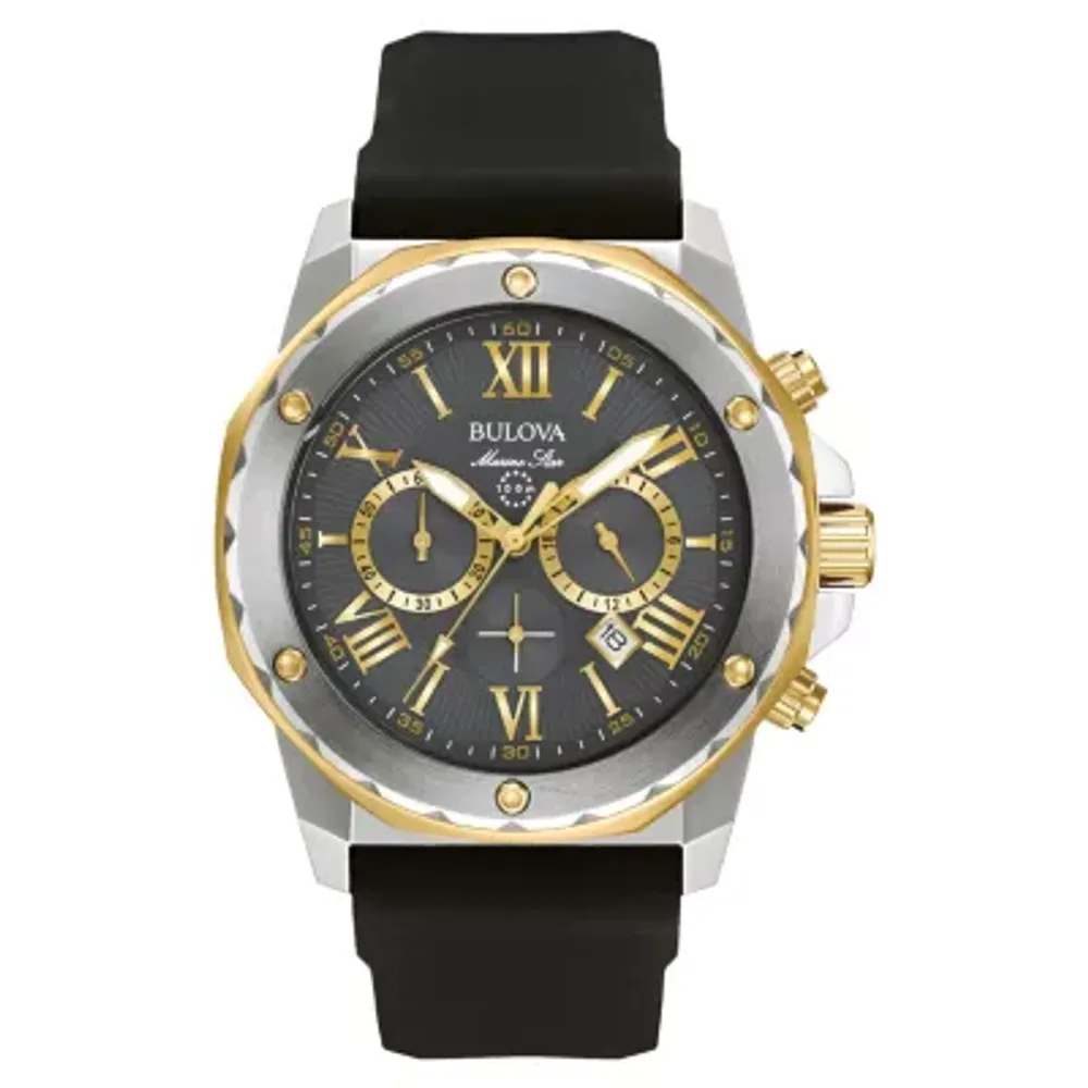 Bulova Marine Star Mens Chronograph Black Strap Watch 98b277 | Hawthorn Mall