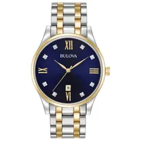 Bulova Classic Mens Two Tone Stainless Steel Bracelet Watch 98d130