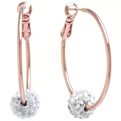 Sparkle Allure 24K Rose Gold Over Brass Hoop Earrings