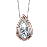 Sirena Teardrop Womens 1/5 CT.  Genuine White Diamond 14K Gold Pear Pendant Necklace